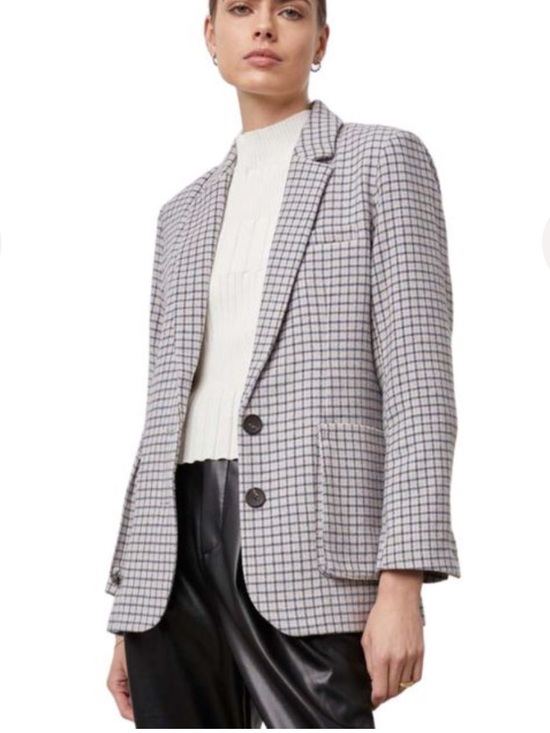 Rails Jackets & Blazers - Rails Windsor Blazer Lilac Navy Mini Check Wool Blend Pockets Office Classic M